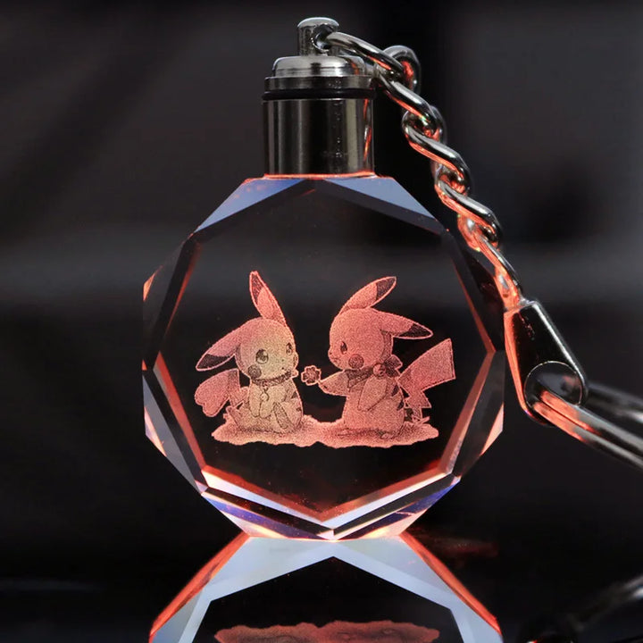 Pokemon Anime Figures Pikachu Charizard Rayquaza Arceus Mewtwo Crystal Luminous Keychain Pendant Toys Children Birthday Gifts