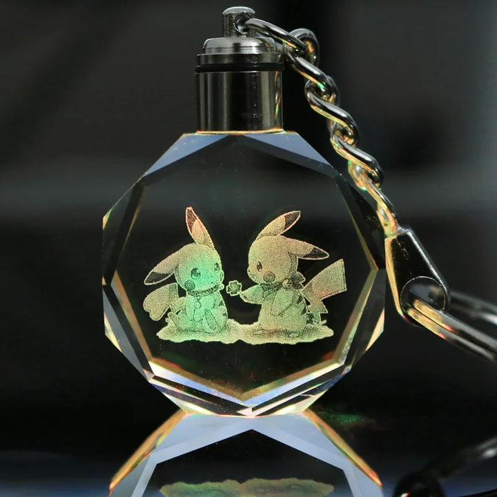 Pokemon Anime Figures Pikachu Charizard Rayquaza Arceus Mewtwo Crystal Luminous Keychain Pendant Toys Children Birthday Gifts