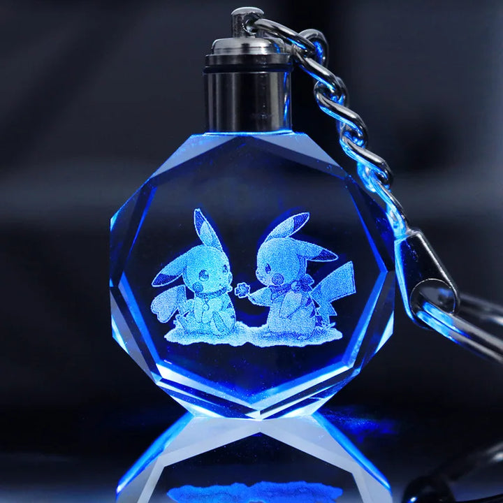 Pokemon Anime Figures Pikachu Charizard Rayquaza Arceus Mewtwo Crystal Luminous Keychain Pendant Toys Children Birthday Gifts