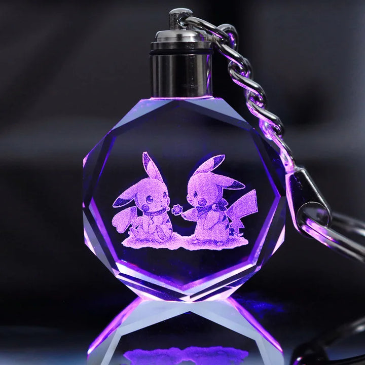 Pokemon Anime Figures Pikachu Charizard Rayquaza Arceus Mewtwo Crystal Luminous Keychain Pendant Toys Children Birthday Gifts