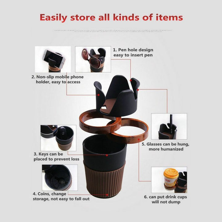 4-In-1 Rotatable Car Cup Holder - Tinker's Way