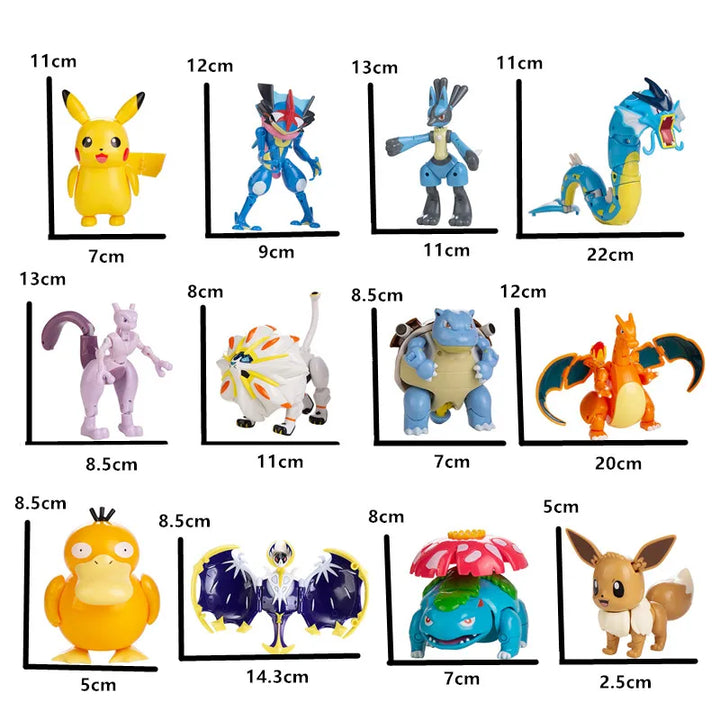 New Genuine Pokemon 9 Different Styles Toy Set Pokeball Pocket Monster Pikachu Eevee Charizard Gyarados Blastoise Figures Model