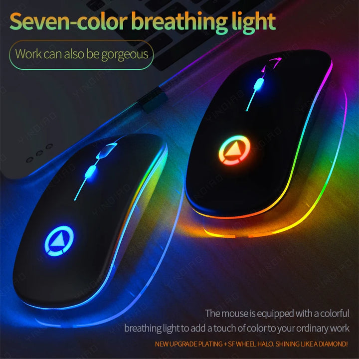 Wireless Mouse Rechargeable Mouse Ultra-thin Silent LED Colorful Backlit Gaming Mouse For Computer Laptop PC